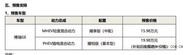 博瑞GE插电式混动版价格内饰曝光图