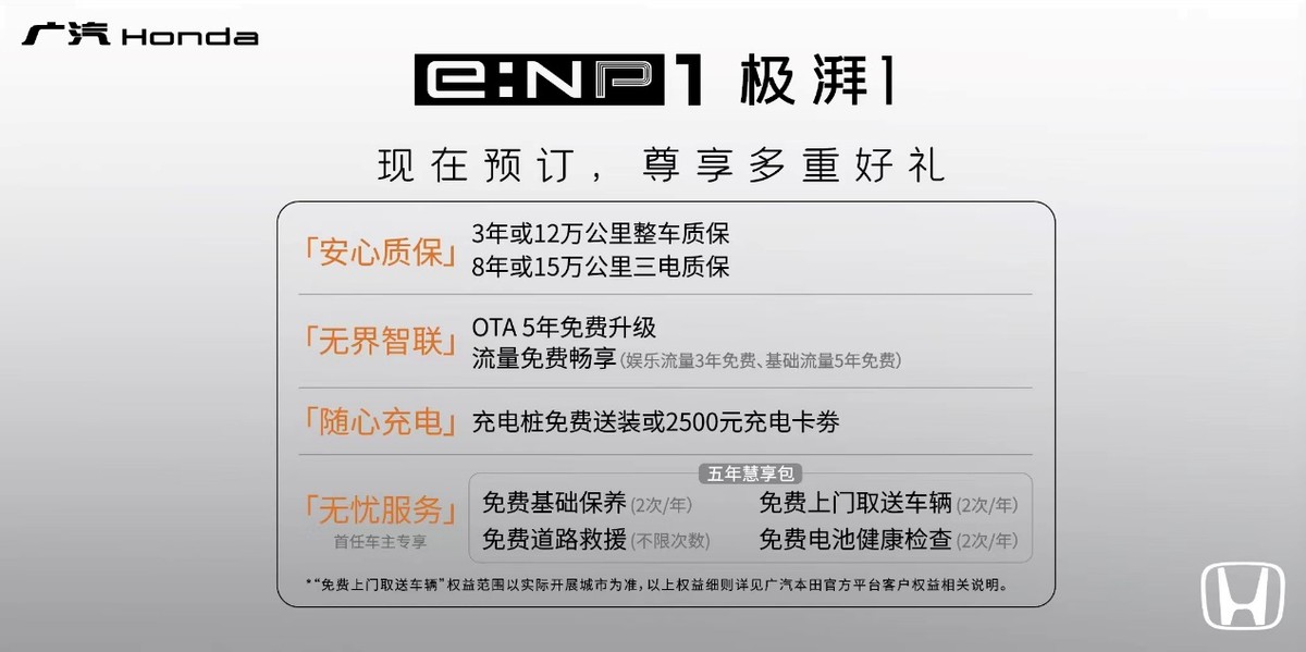 广汽Honda e:NP1极湃1预售价17.5万元起，6月上市