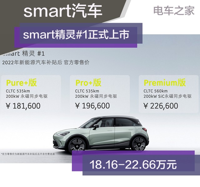 smart精灵#1正式上市 补贴后售价18.16-22.66万元