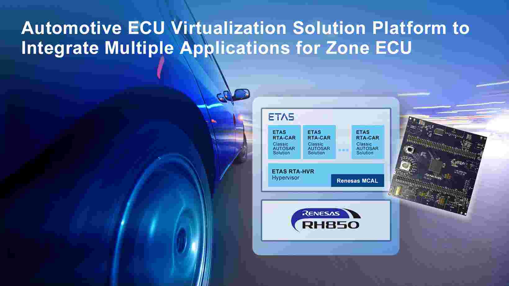 瑞萨推出汽车ECU虚拟化解决方案平台 实现区域ECU多个应用程序的安全集成